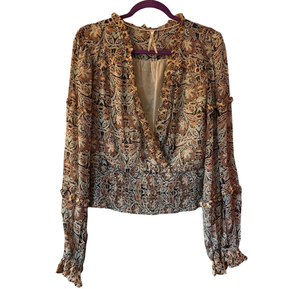 Anthropologie printed ruffle blouse, Size M